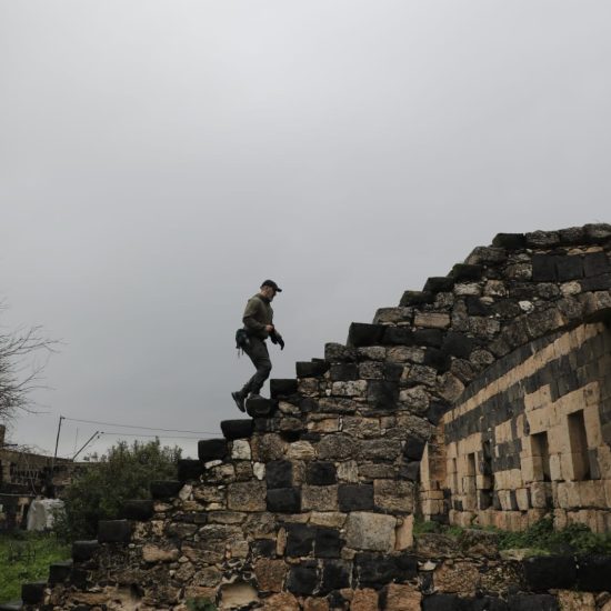 hiking in um qais in archeological site